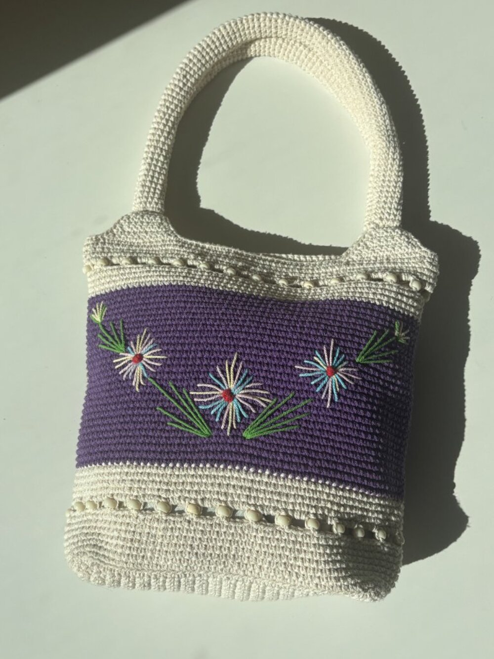 cute crochet embroidered tote bag - Picture 7 of 13